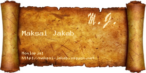 Maksai Jakab névjegykártya